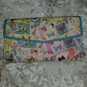 Fossil Wallet & checkbook cover Butterfly stamp